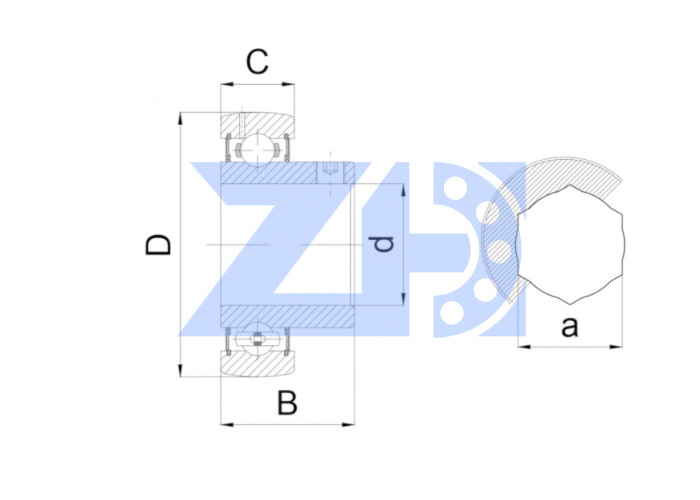 SB 207-18 HEX Pillow Block Sisipkan Bantalan Bola Dengan Cincin Luar Berdinding Tebal
