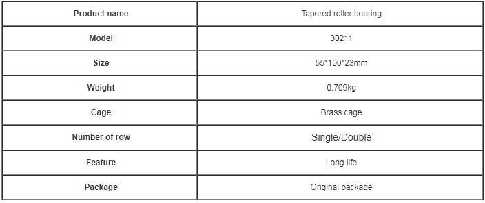 Taper Roller Bearing 30211 Ukuran Kandang Kuningan 55*100*22.75mm Berat 0.7KG